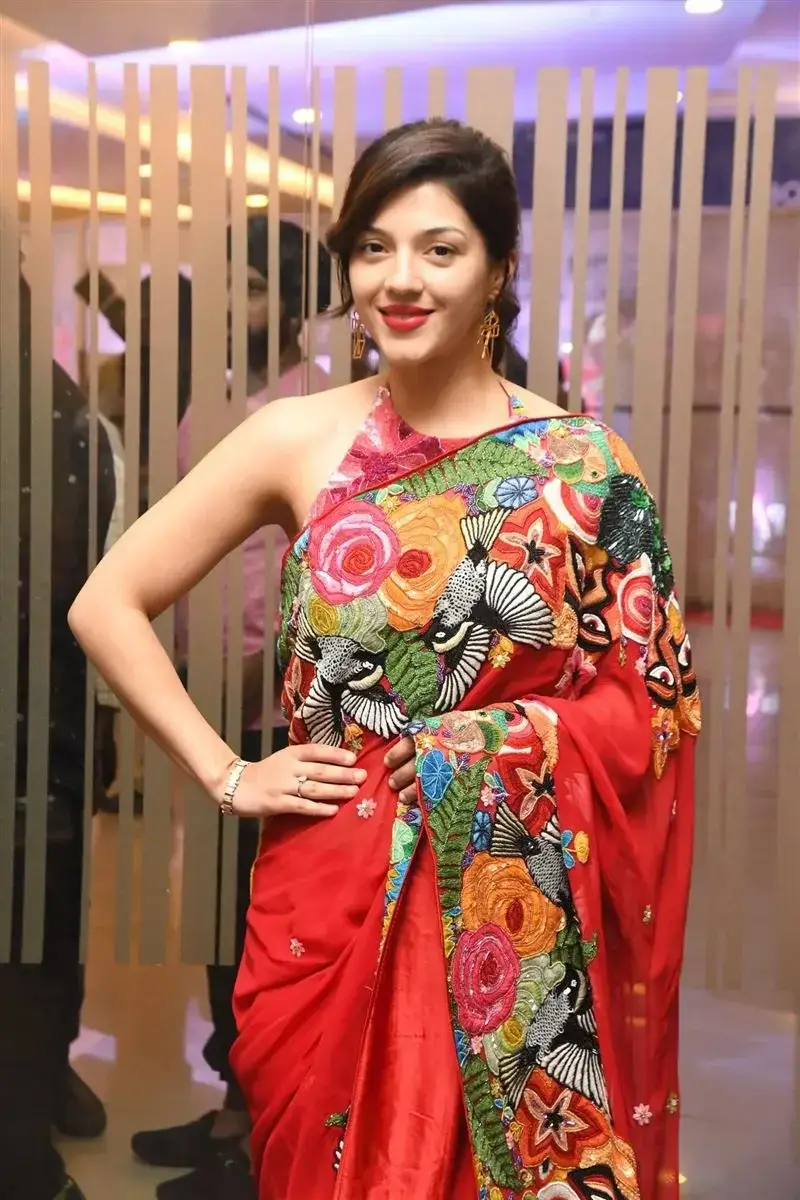 Mehreen Pirzada Red Saree at Spark LIFE Movie Trailer Launch